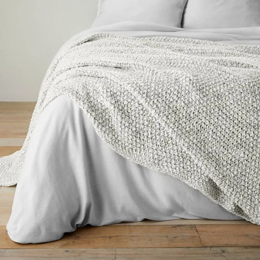 Casaluna Cream Waffle Knit Throw Blanket